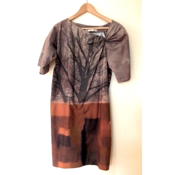 Huis Clos Dress Hand Painted Loose Fit Short Sleeve Baggy Slouchy Artistic 6 - Picture 1 of 8